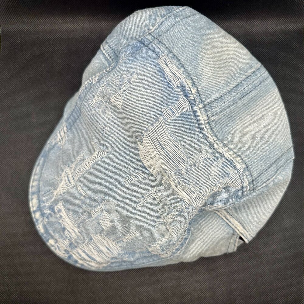 Denim Distressed Adjustable Flat Cap - image 1